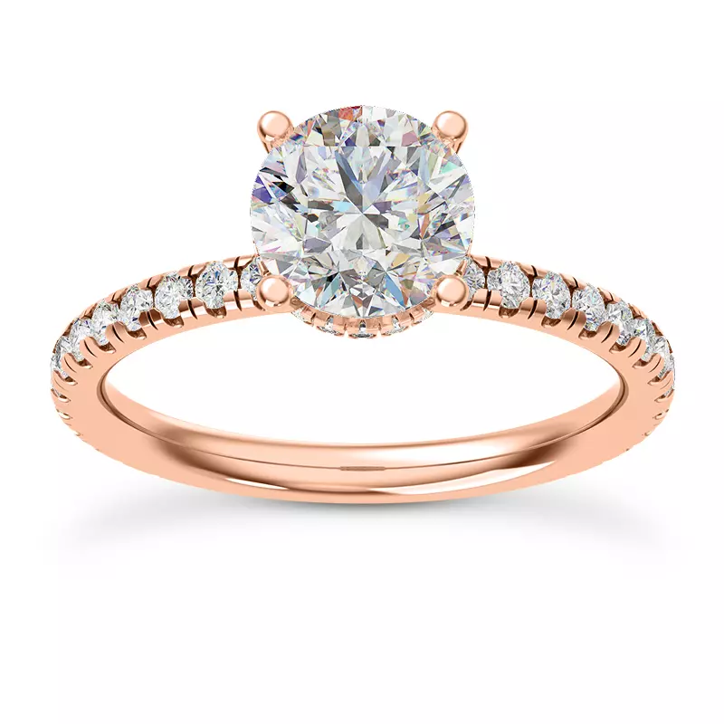 14K Rose Gold Faye Double Hidden Halo Pave Lab Engagement Ring