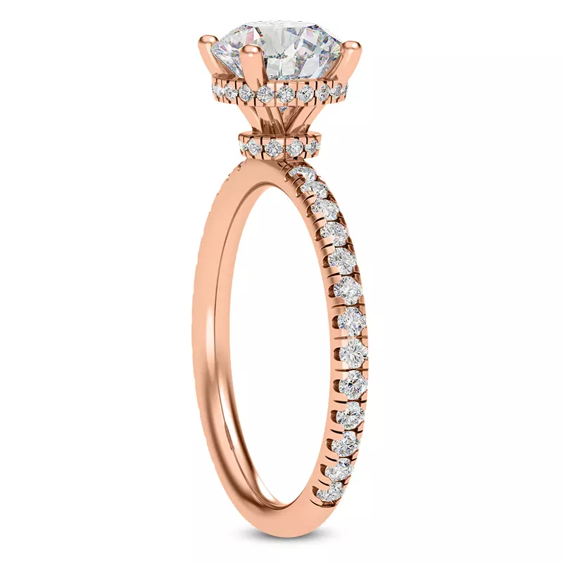 14K Rose Gold Faye Double Hidden Halo Pave Lab Engagement Ring