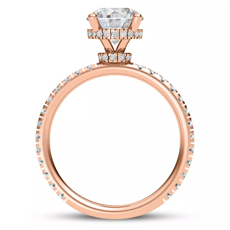 14K Rose Gold Faye Double Hidden Halo Pave Lab Engagement Ring