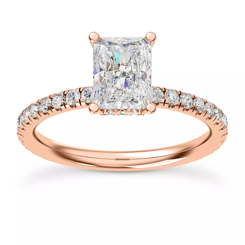 14K Rose Gold Faye Double Hidden Halo Pave Engagement Ring