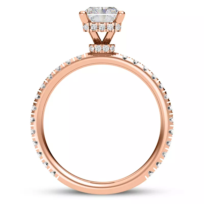 14K Rose Gold Faye Double Hidden Halo Pave Engagement Ring