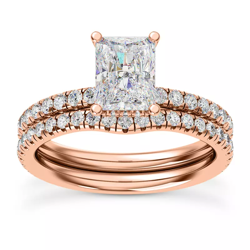 14K Rose Gold Faye Double Hidden Halo Pave Engagement Ring