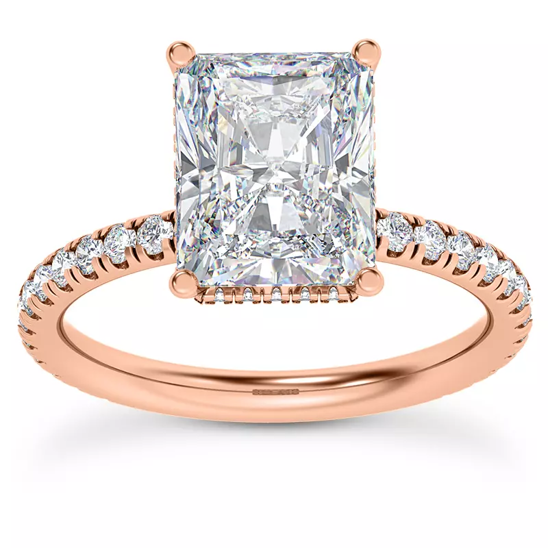 14K Rose Gold Faye Double Hidden Halo Pave Engagement Ring