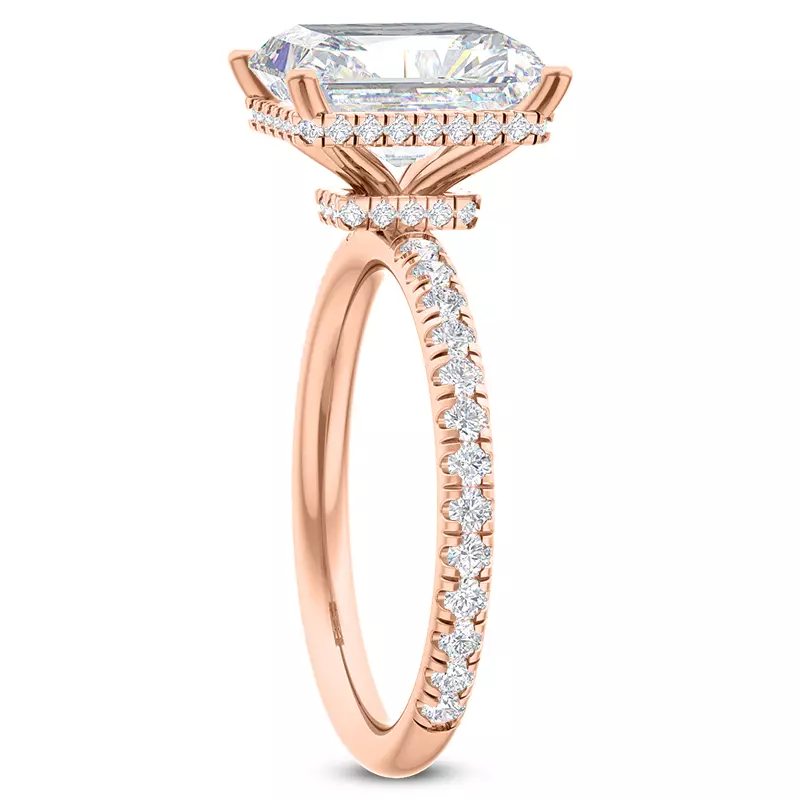 14K Rose Gold Faye Double Hidden Halo Pave Engagement Ring