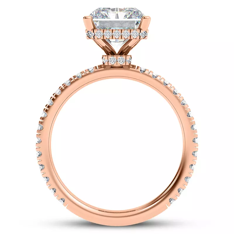 14K Rose Gold Faye Double Hidden Halo Pave Engagement Ring