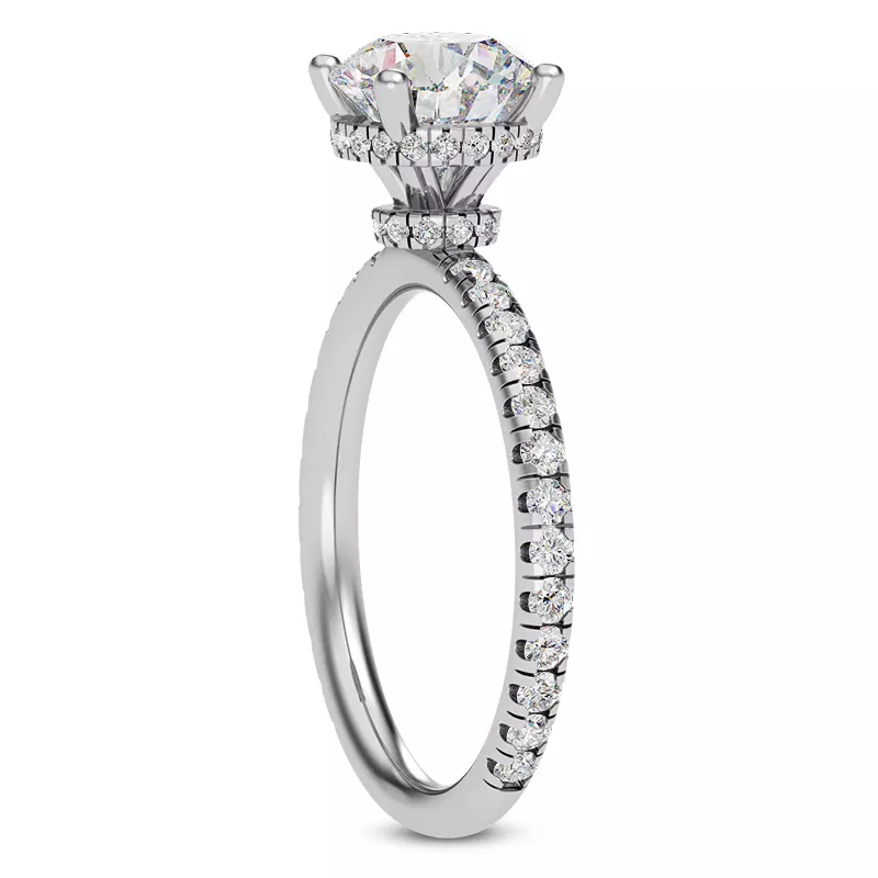 14K White Gold Faye Double Hidden Halo Pave Engagement Ring