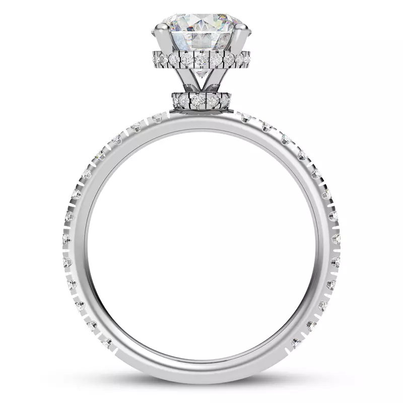 14K White Gold Faye Double Hidden Halo Pave Engagement Ring