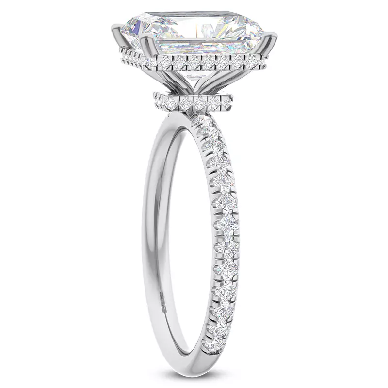 14K White Gold Faye Double Hidden Halo Pave Engagement Ring