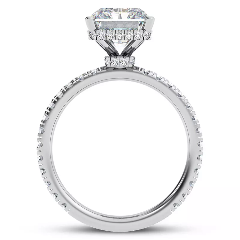 14K White Gold Faye Double Hidden Halo Pave Engagement Ring