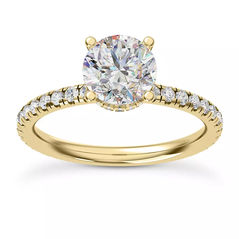 14K Yellow Gold Faye Double Hidden Halo Pave Engagement Ring