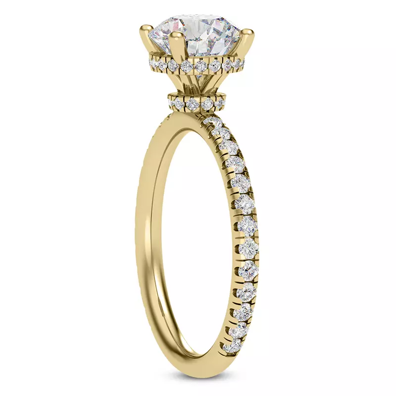 14K Yellow Gold Faye Double Hidden Halo Pave Engagement Ring