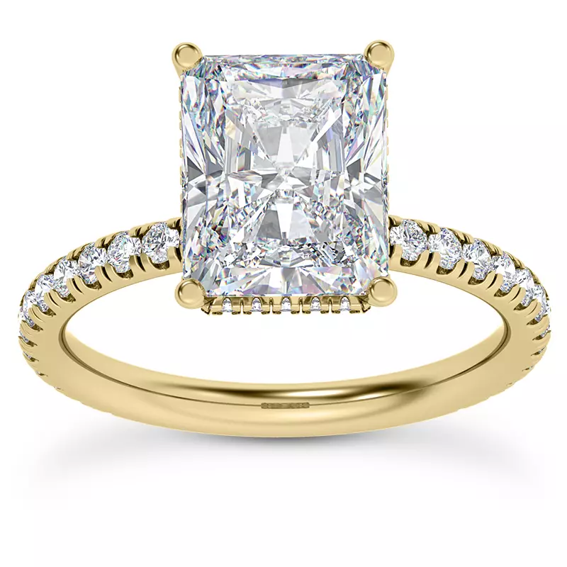 14K Yellow Gold Faye Double Hidden Halo Pave Engagement Ring