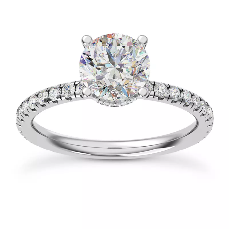 Platinum Faye Double Hidden Halo Pave Lab Engagement Ring