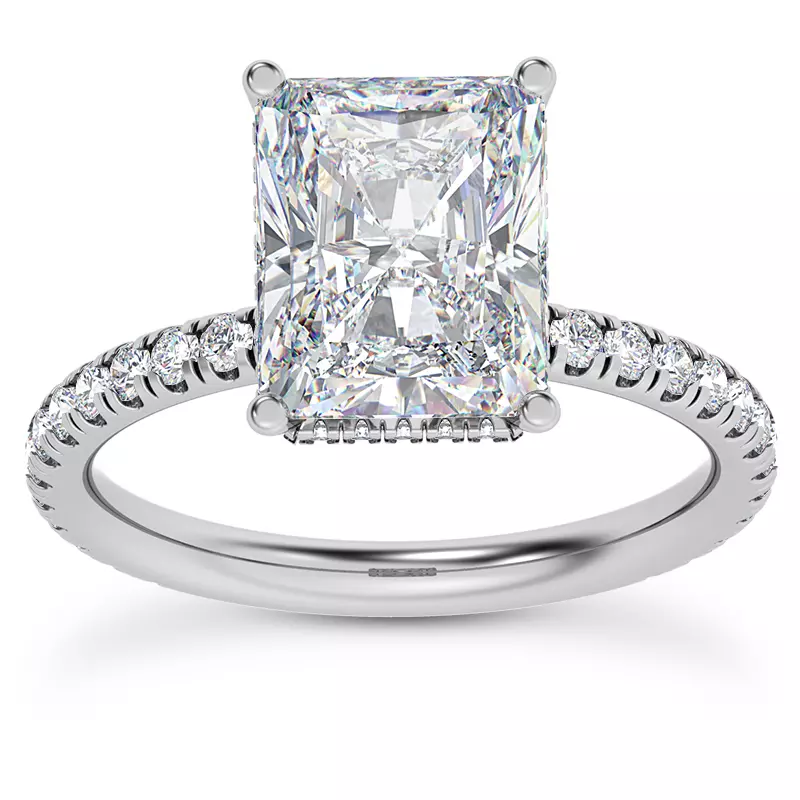 Platinum Faye Double Hidden Halo Pave Engagement Ring