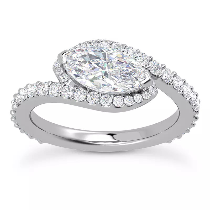 14K White Gold Ara Diamond Engagement Ring