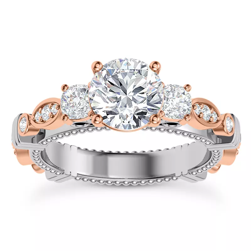 14K Rose Gold Crater Lab Diamond Engagement Ring