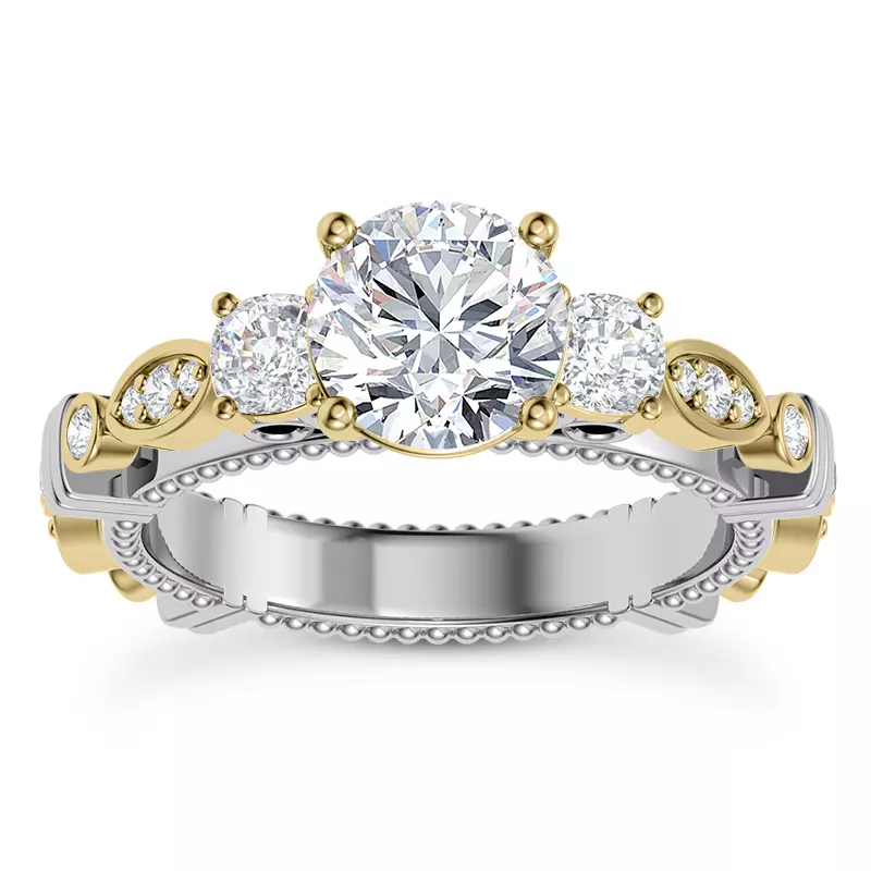 14K Yellow Gold Crater Lab Diamond Engagement Ring