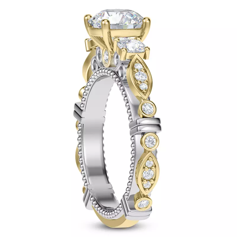 18K Yellow Gold Crater Lab Engagement Ring