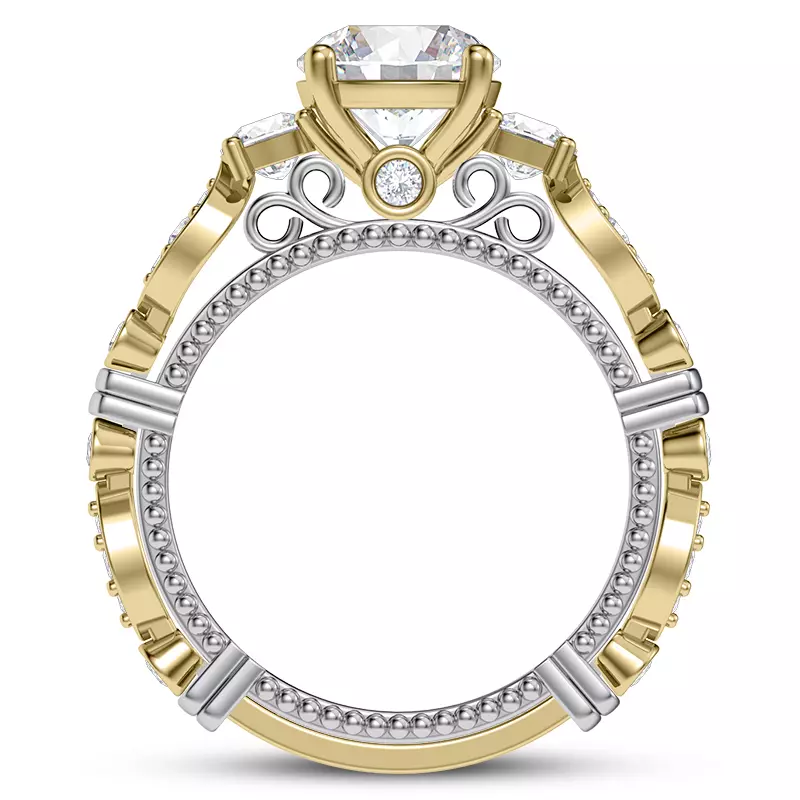 18K Yellow Gold Crater Lab Engagement Ring
