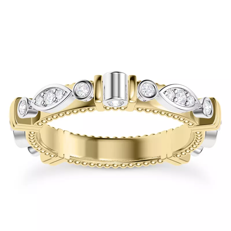 14K White Gold Crater Diamond Band