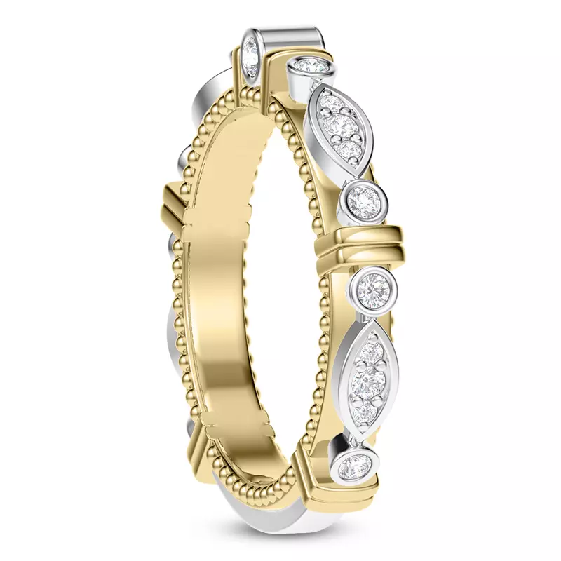 14K White Gold Crater Diamond Band