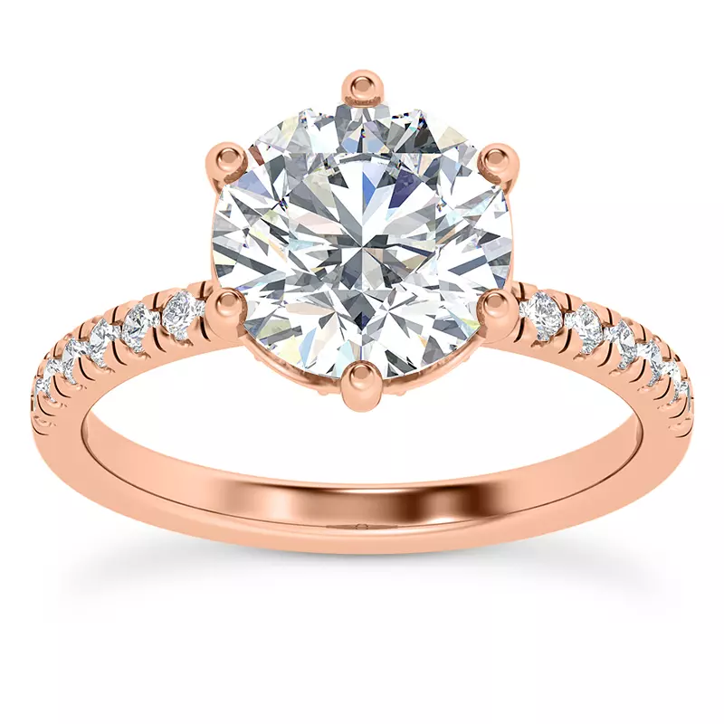 14K Rose Gold Alka Curved Hidden Halo Engagement Ring