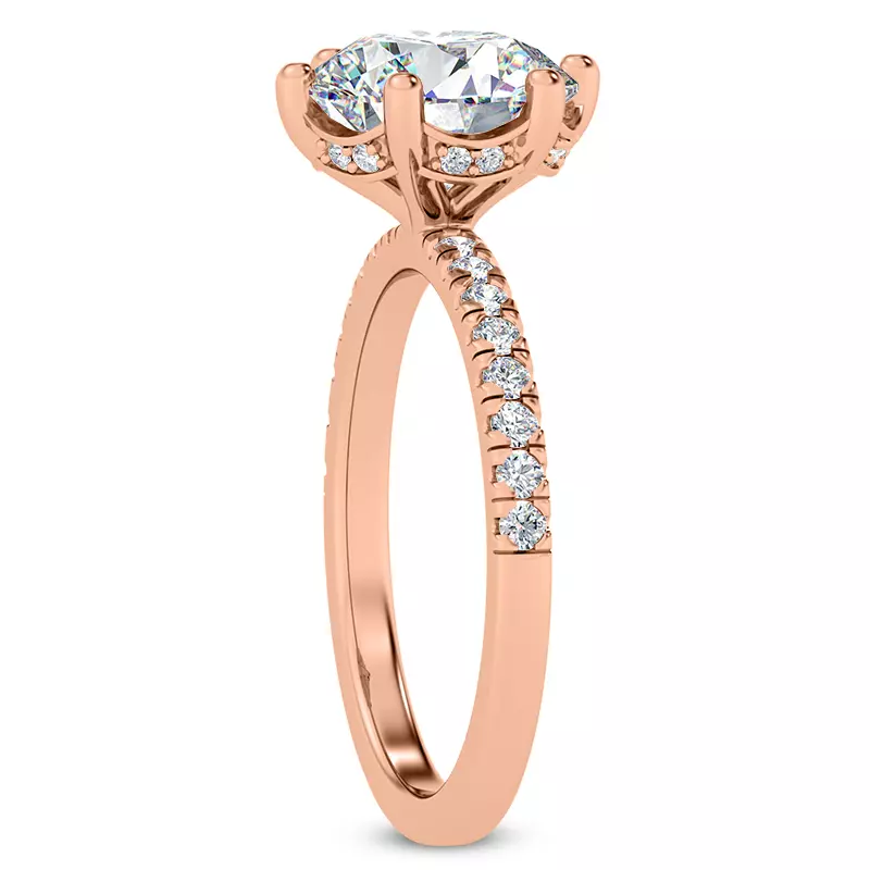 14K Rose Gold Alka Curved Hidden Halo Engagement Ring