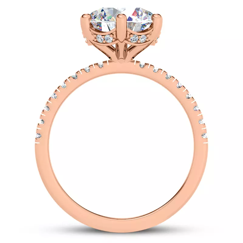 14K Rose Gold Alka Curved Hidden Halo Engagement Ring