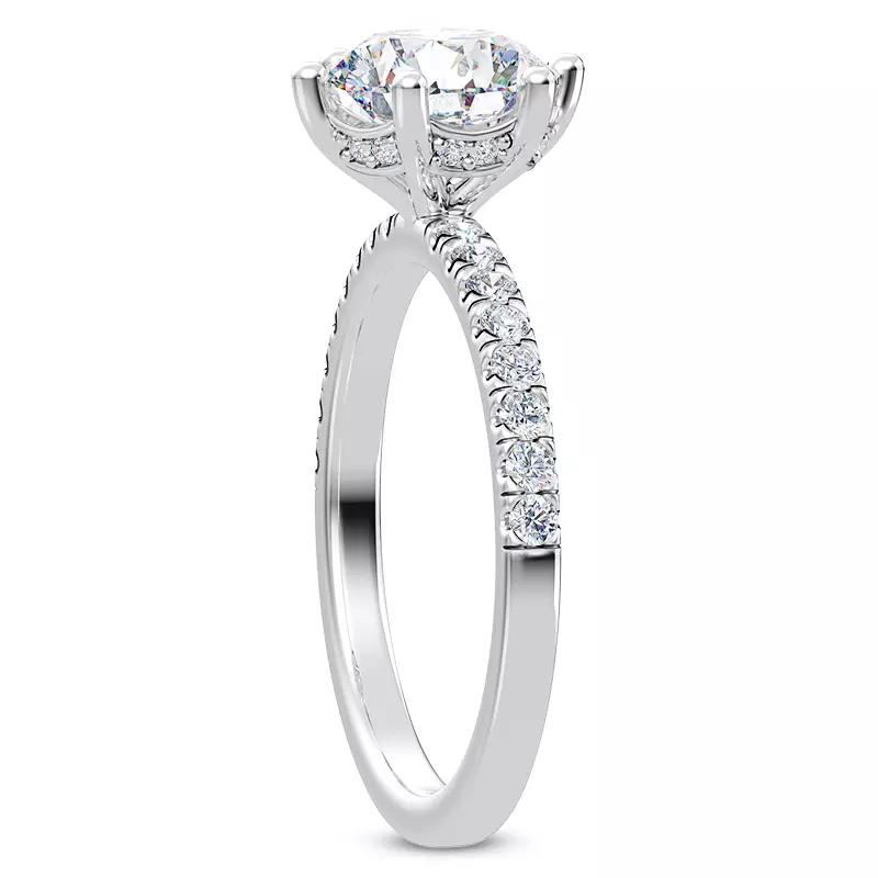 14K White Gold Alka Curved Hidden Halo Engagement Ring