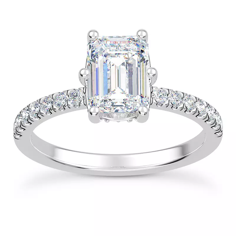 14K White Gold Alka Curved Hidden Halo Engagement Ring