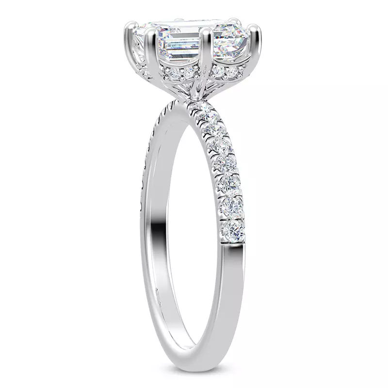 14K White Gold Alka Curved Hidden Halo Engagement Ring