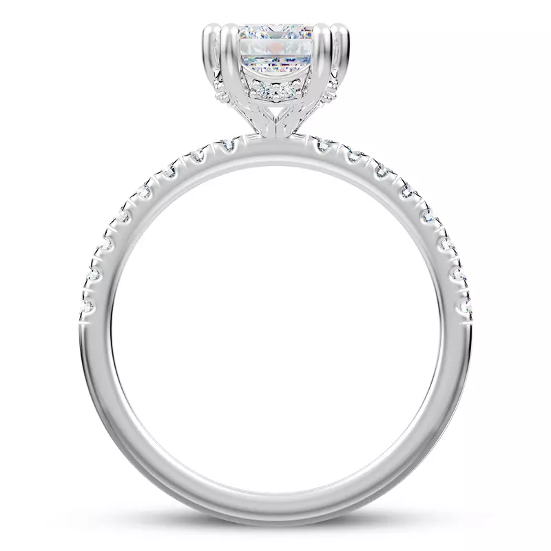 14K White Gold Alka Curved Hidden Halo Engagement Ring