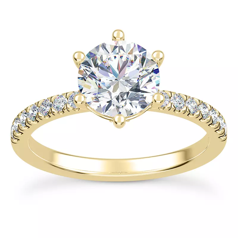 14K Yellow Gold Alka Curved Hidden Halo Engagement Ring