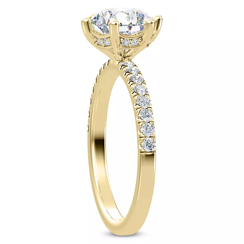 14K Yellow Gold Alka Curved Hidden Halo Engagement Ring