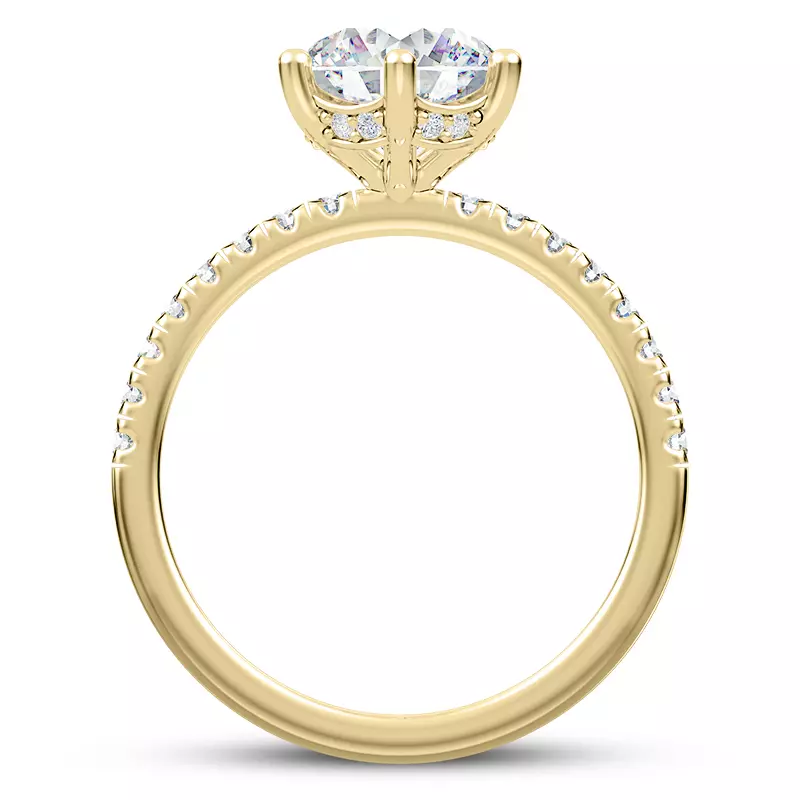 14K Yellow Gold Alka Curved Hidden Halo Engagement Ring