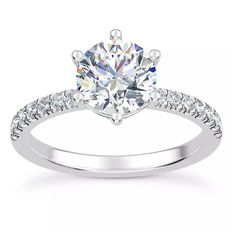18K White Gold Alka Curved Hidden Halo Engagement Ring