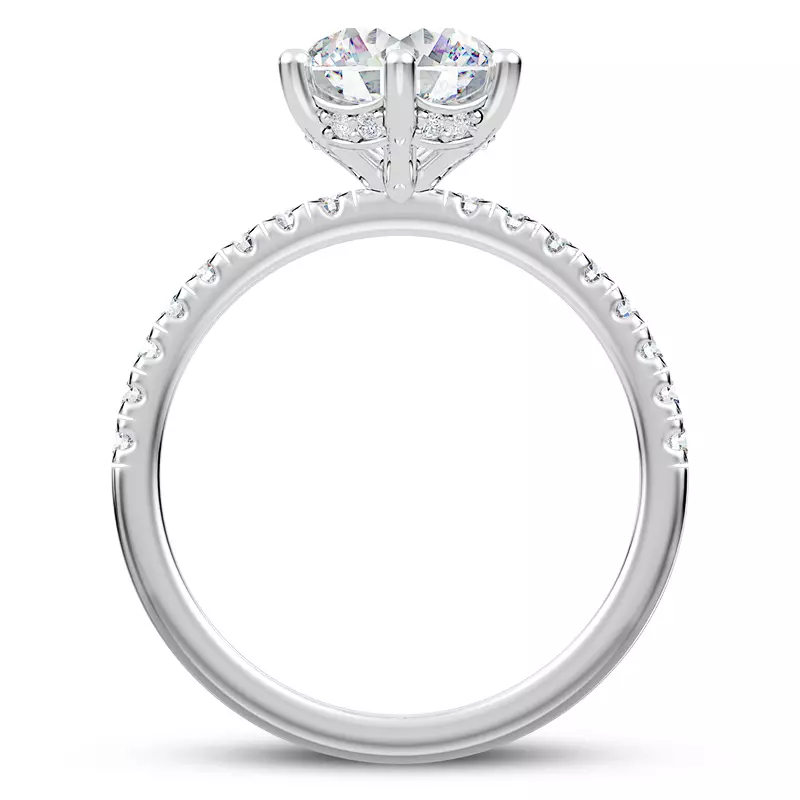 18K White Gold Alka Curved Hidden Halo Engagement Ring