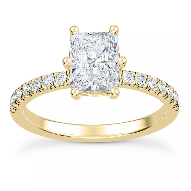 18K Yellow Gold Alka Curved Hidden Halo Engagement Ring