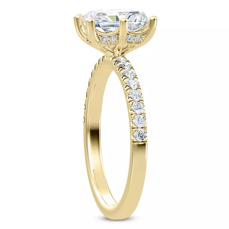 18K Yellow Gold Alka Curved Hidden Halo Engagement Ring