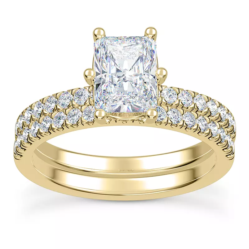 18K Yellow Gold Alka Curved Hidden Halo Engagement Ring