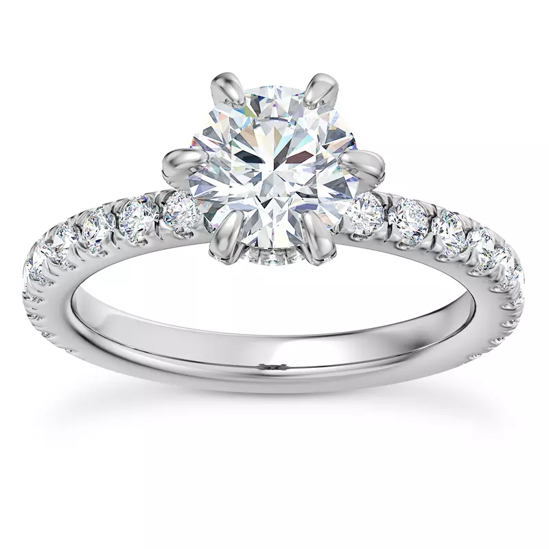 18K White Gold Elise Diamond Prong Engagement Ring