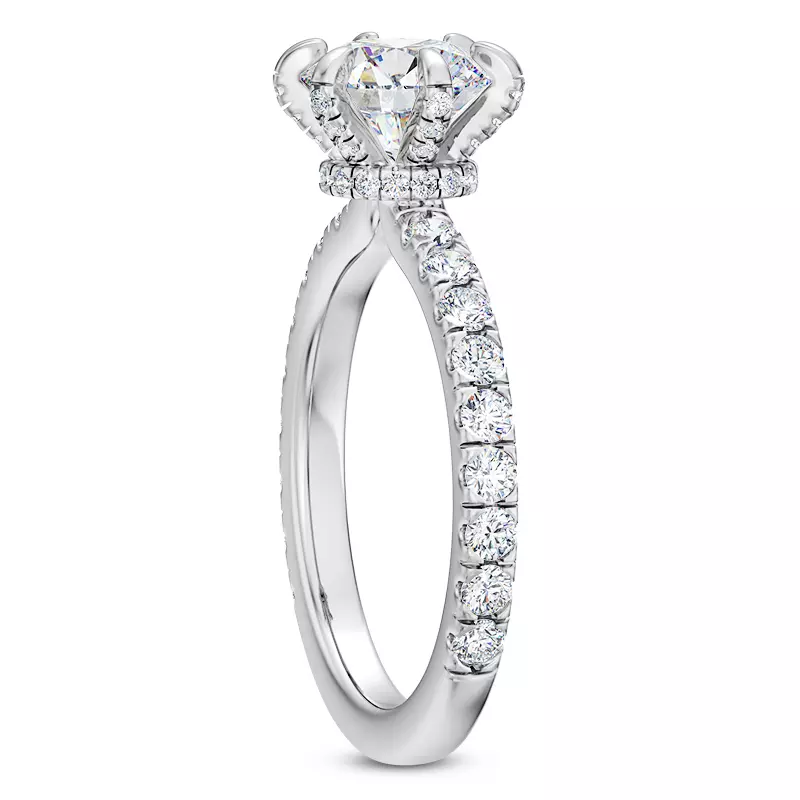 18K White Gold Elise Diamond Prong Engagement Ring