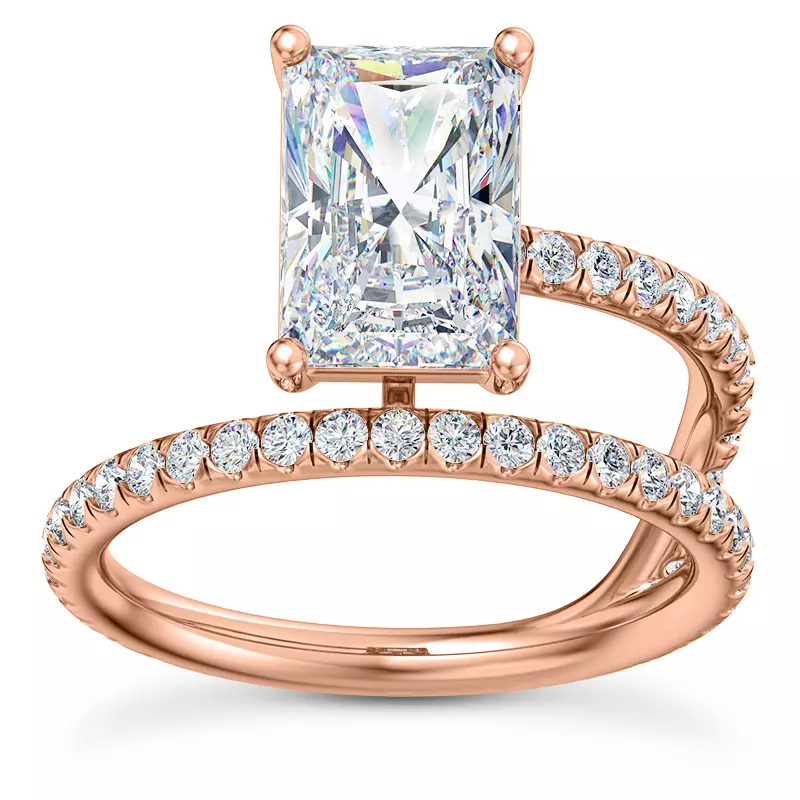 14K Rose Gold Fete Floating Diamond Engagement Ring