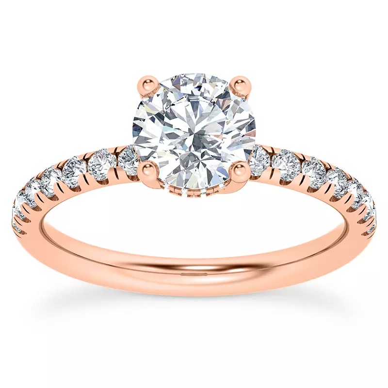 14K Rose Gold Cache Hidden Halo Trellis Pave Engagement Ring