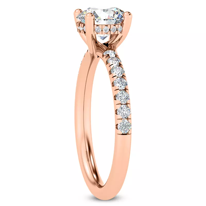 14K Rose Gold Cache Hidden Halo Trellis Pave Engagement Ring