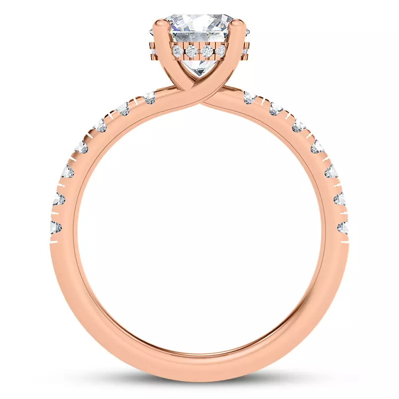 14K Rose Gold Cache Hidden Halo Trellis Pave Engagement Ring