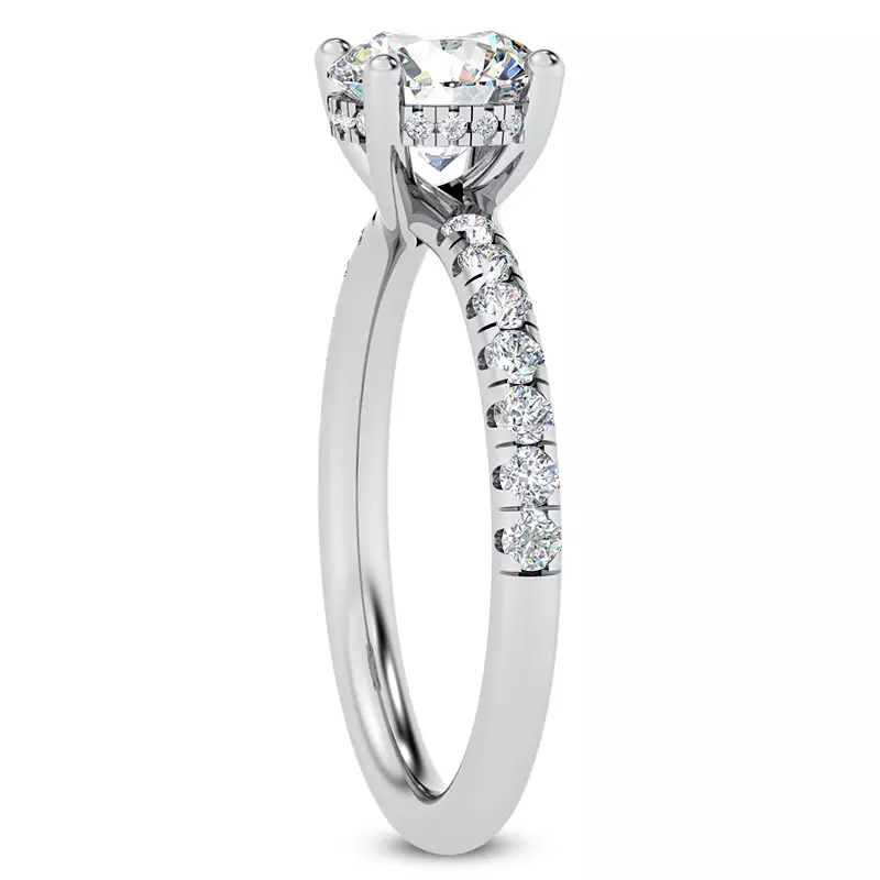 14K White Gold Cache Hidden Halo Trellis Pave Engagement Ring