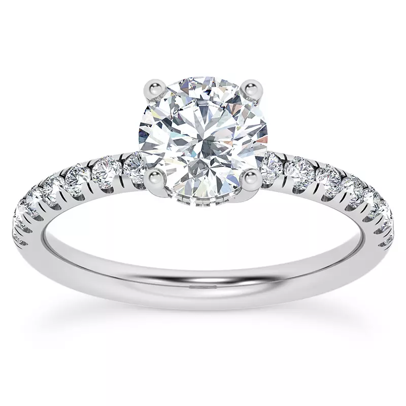 Cache Hidden Halo Trellis Pave Engagement Ring