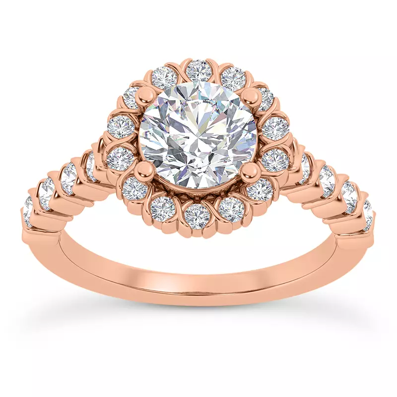 14K Rose Gold Lovi XO Halo Engagement Ring