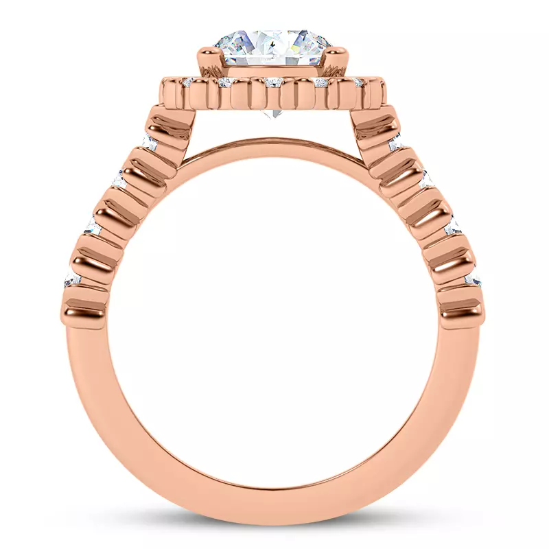 14K Rose Gold Lovi XO Halo Engagement Ring